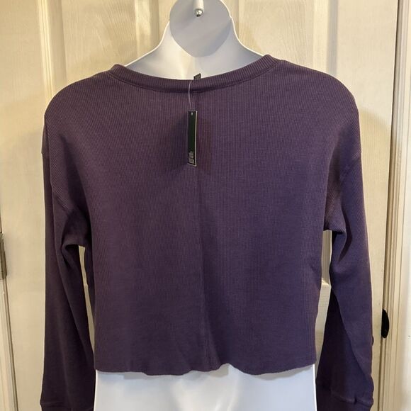 Wild Fable Women’s XL Purple Cropped Waffle Knit Thermal Long Sleeve Top NWT - Picture 14 of 16